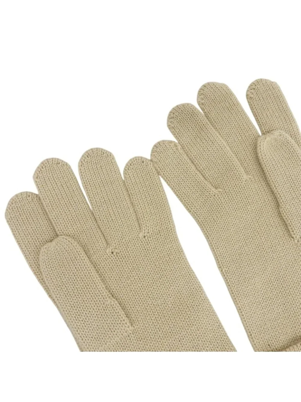 Fendi Wool 100% Zucchino FF Logo Knit Gloves Beige TU